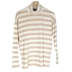 NWT J Crew Striped Turtle Neck Top Long Sleeves Nude Sz XS